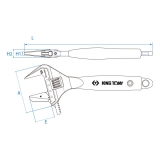 Разводной ключ KING TONY 212x38 мм, с изменяемой губкой 3614-08R