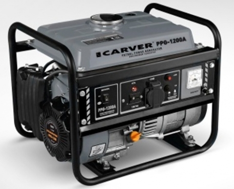 products/Генератор бенз.  CARVER PPG-1200А (LT-156F, 0,9/1,05кВт, 220В, бак 6 л)