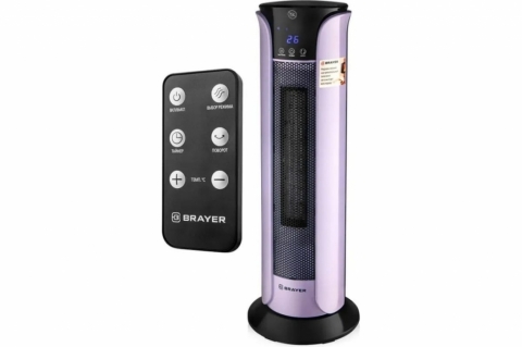 products/Тепловентилятор BRAYER 2200 Вт, LED-дисплей, пульт ДУ, таймер 12 ч, площадь 20 кв.м., электронное управление, арт. BR4806