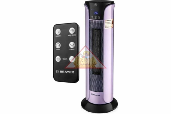 Тепловентилятор BRAYER 2200 Вт, LED-дисплей, пульт ДУ, таймер 12 ч, площадь 20 кв.м., электронное управление, арт. BR4806