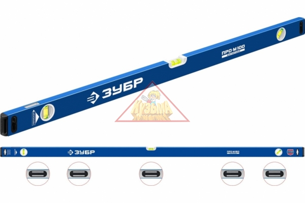 Усиленный магнитный уровень ЗУБР Профессионал-М 1500 мм, с зеркальным глазком 34589-150_z01