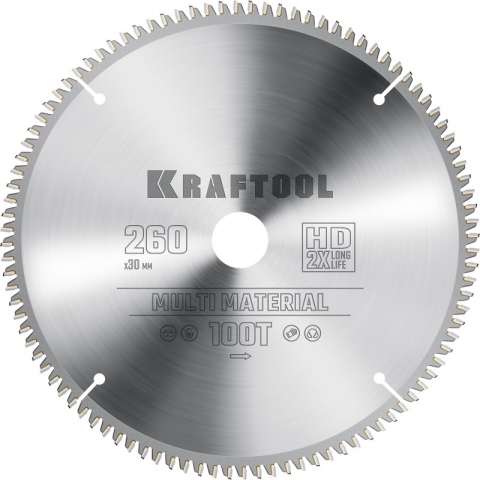 products/Диск пильный по алюминию, пластику  KRAFTOOL ″Multi Material″ 260х30 мм 100Т, арт. 36953-260-30