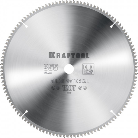 products/Диск пильный по алюминию, пластику  KRAFTOOL ″Multi Material″ 355х25.4 120Т, арт. 36953-355-25.4