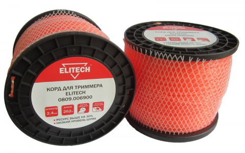 products/Леска для садовых триммеров Elitech 0809.006900, 2.4мм, 262м, арт. 188759