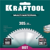 Диск пильный по алюминию, пластику KRAFTOOL ″Multi Material″ 305х30 мм 100Т, арт. 36953-305-30