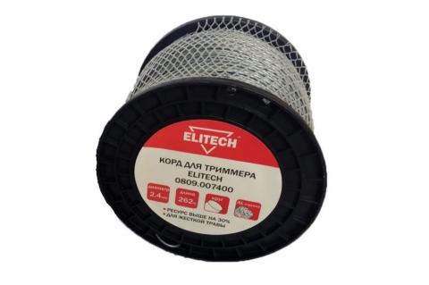 products/Леска, 2.4мм, 262м, круг, с алюминиевой стружкой, катушка Elitech арт.188764	