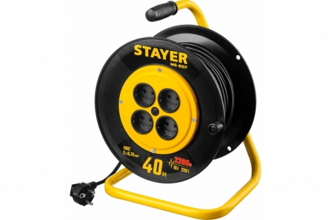 products/Удлинитель на катушке STAYER "MS 207", 40 м, 2200 Вт, 4 гнезда, ПВС, 55073-40