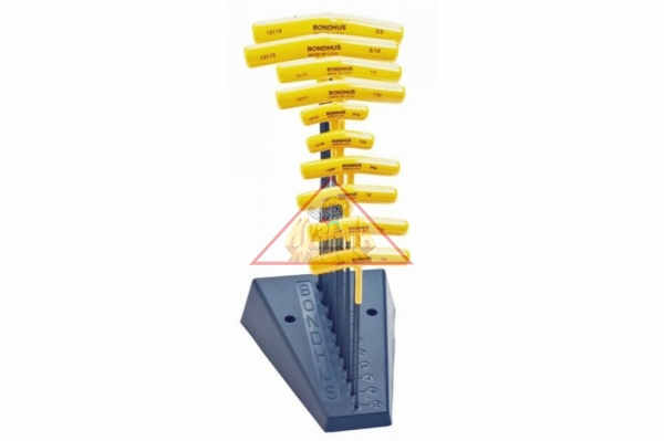 Набор из 10 Т-образных ключей дюймовых с шариком (3/32-3/8) в стенде BONDHUS арт. 13190