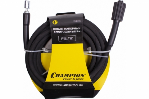 products/Напорный армированный шланг Champion 5 метров резиновый 180 бар quick connect + резьба M22х1.5 мм С8136