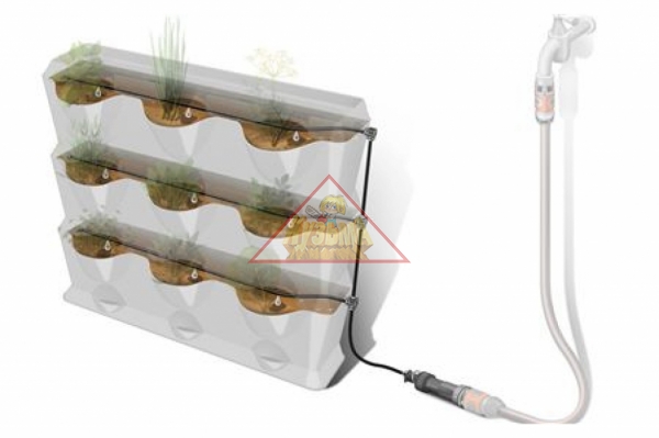 Комплект микрокапельного полива для вертикального садоводства для 9 горизонтальных горшков (шланг сочащийся (3/16″), адаптер для микрокапельной системы, штуцер) Gardena (арт. 13156-20.000.00)