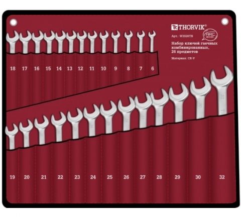 products/Набор ключей гаечных комбинированных THORVIK серии ARC, 6-32 мм, 26 предметов, арт. W3S26TB