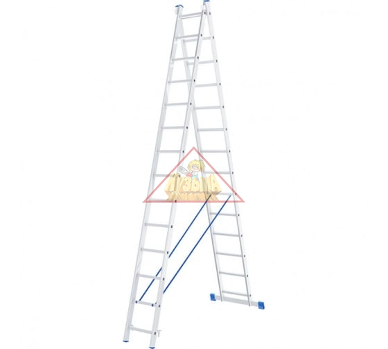 Лестница, 2 х 14 ступеней, алюминиевая, двухсекционная, Россия// Сибртех 97914