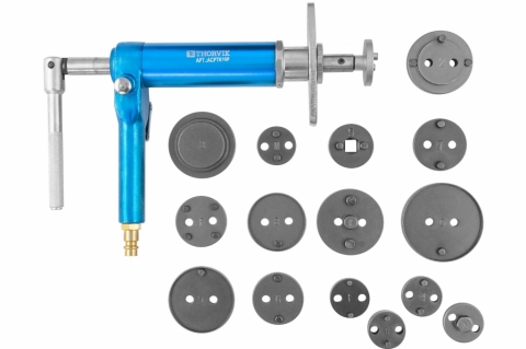 products/Приспособление с пневматическим приводом для возврата поршней дисковых тормозных механизмов в наборе, 16 предметов Thorvik, арт. ACPTK16P