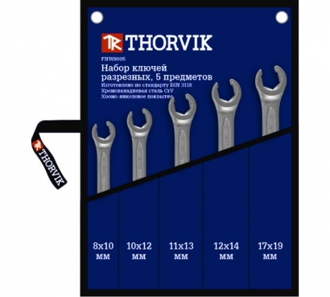 products/Набор ключей разрезных в сумке Thorvik 8-19 мм 5 предметов арт. FNWS005