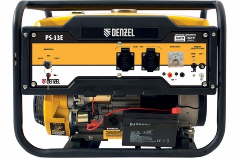 products/Бензиновый генератор Denzel PS-33E, 3,3 кВт, 230В, 15 л, электростартер 94537