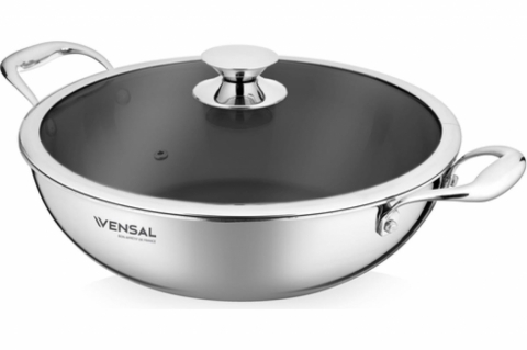 products/Вок с крышкой Vensal Le Chef трехслойный из нерж стали 26см с антипригарным покрытием, арт. VS1534