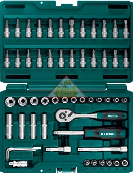 Универсальный набор инструмента, 57 предметов KRAFTOOL  X-Drive, 1/4", 27885-H57