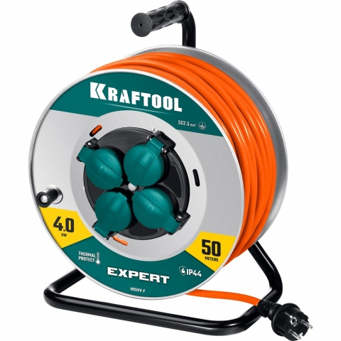 products/Силовой удлинитель на стальной катушке KRAFTOOL EXPERT 50м, арт. 55089-50