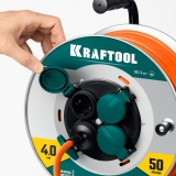 Силовой удлинитель на стальной катушке KRAFTOOL EXPERT 50м, арт. 55089-50