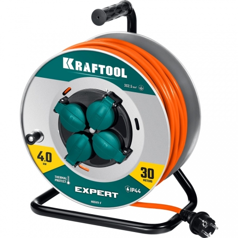 products/Силовой удлинитель на стальной катушке KRAFTOOL EXPERT 30 м, арт. 55089-30