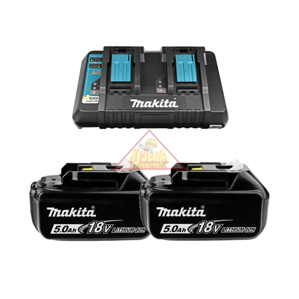 Набор Makita: аккумулятор BL1850B 2 шт.+ зарядное устройство DC18RD (18V 2×5.0Ач), арт. 191L75-3