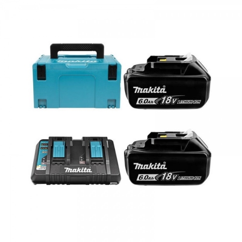 products/Набор Makita: аккумулятор BL1860B 2 шт.+ зарядное устройство DC18RD (18V 2×6.0Ач, Li-Ion), арт. 198080-9