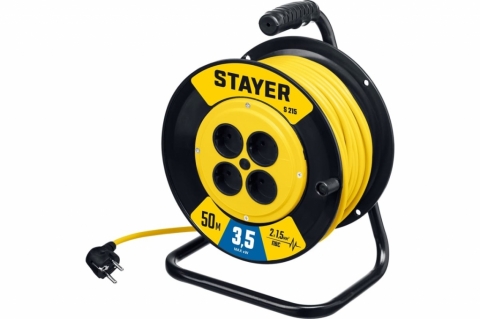 products/Силовой удлинитель на катушке STAYER S 225 ПВС 2x1.5 50м 3500Вт 55072-50