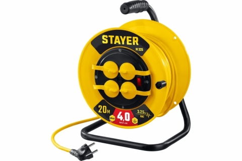 products/Силовой удлинитель на катушке STAYER ПВС 3x2.5 20м 4000Вт ip44 55064-20