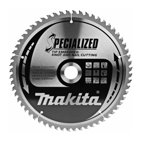 products/Пильный диск для демонтажных работ 270x30x2.6/1.8x60T Makita, B-35330