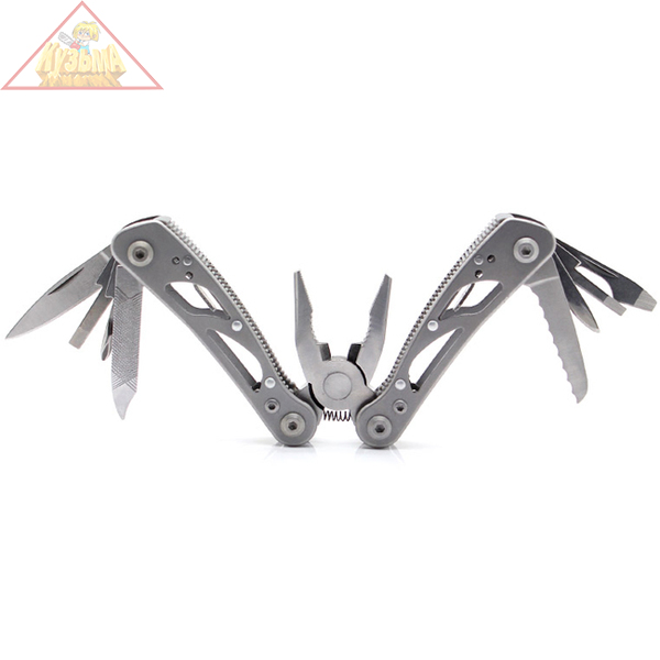 G104S Мультитул "Ganzo", 73x73х13 мм, 11 предметов, цв.серый "Следопыт"