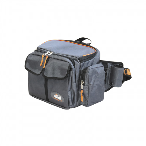 products/Сумка рыболовная "СЛЕДОПЫТ" Fishing Hip Bag T2, 27х23х17 см, цв. серый/4/, PF-BM-04